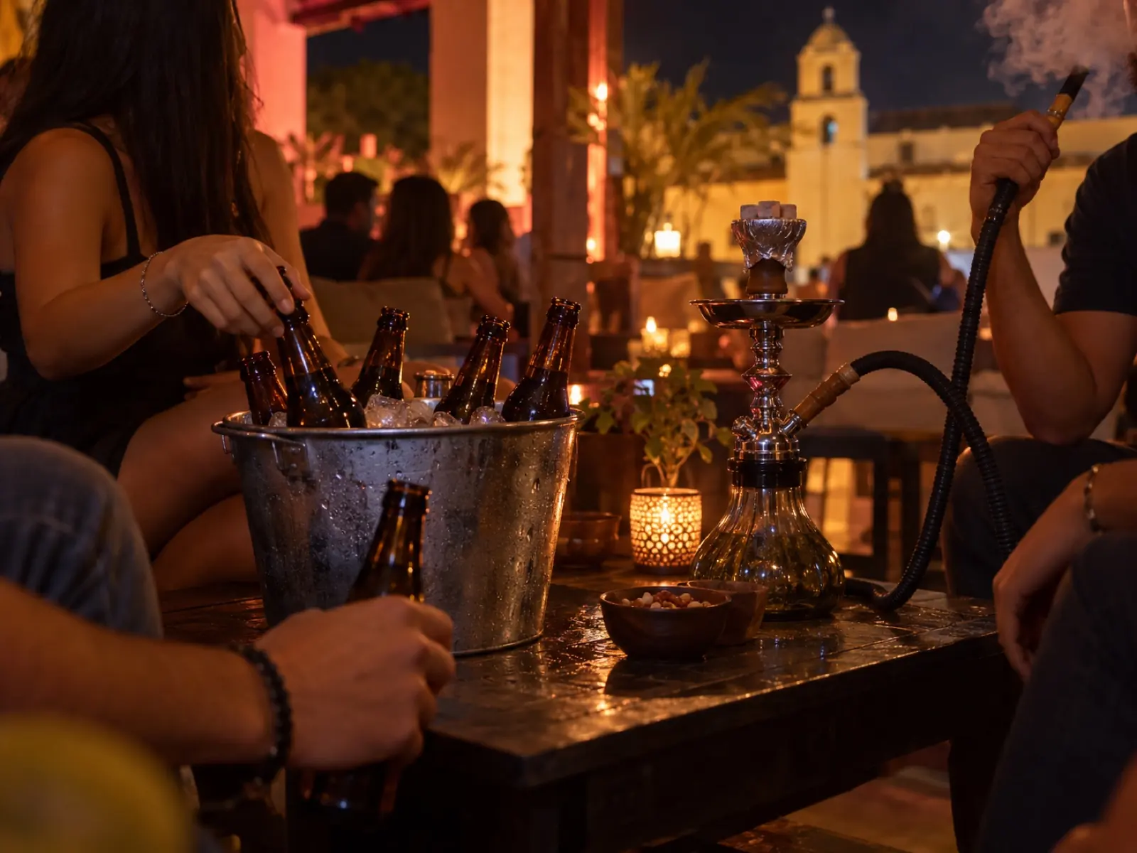 Cubo de cervezas y shisha para compartir en Tocuyo