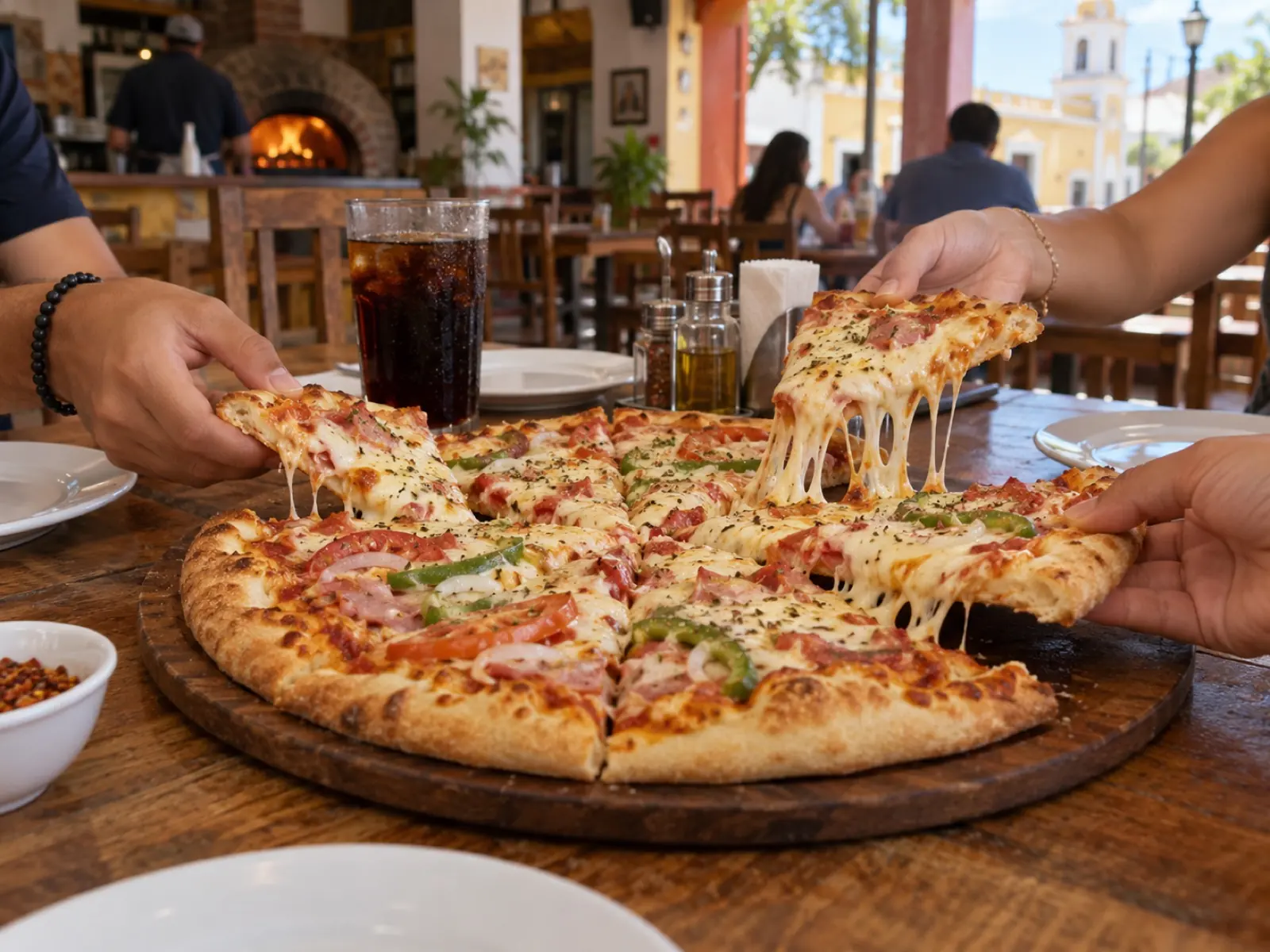 Pizza familiar y refresco para compartir en Tocuyo